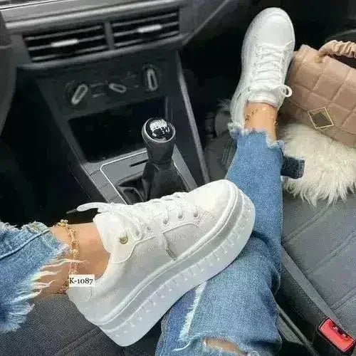 Women's Chunky Platform Sneakers | Casual Flat Shoes - Femstylo - Fierce and Chic