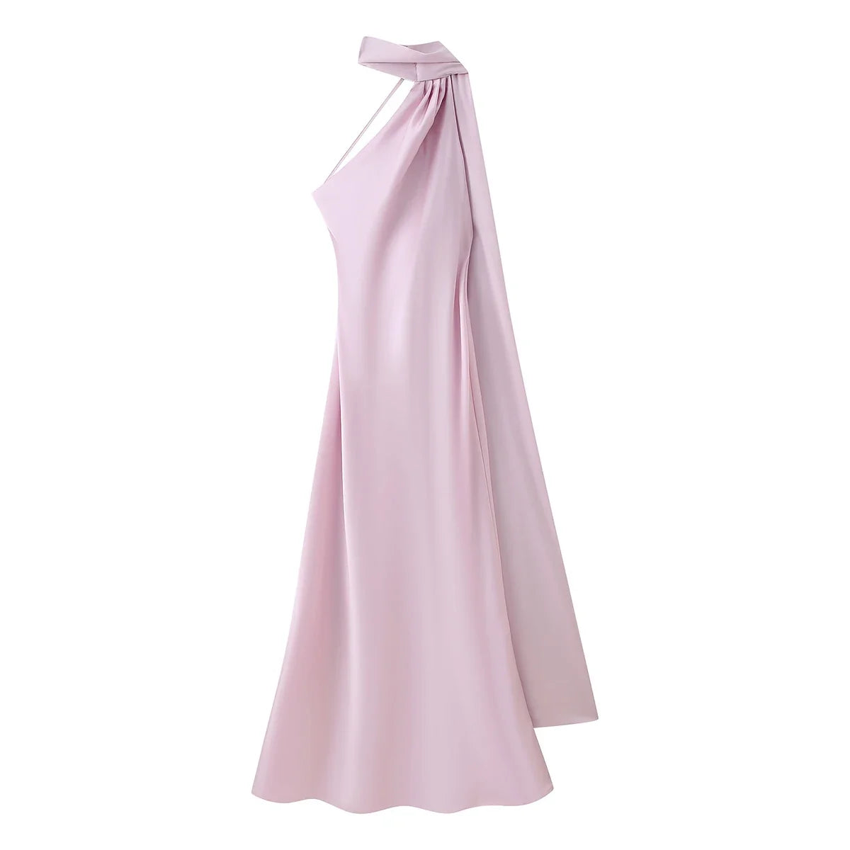 Elegant Women's Ribbon Long Satin Party Dress Halter Backless Sleeveless Female Dresses 2026 Summer Lady Solid Evening Gowns - Fierce and Chic