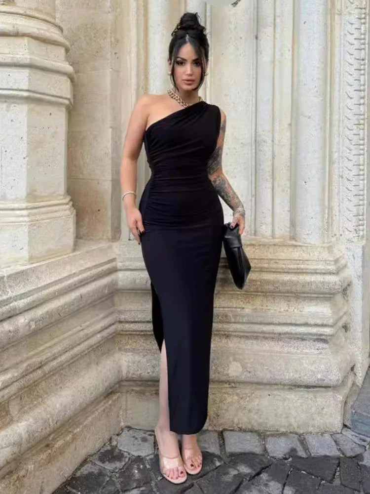 Black Backless Maxi Dress | Sexy Split Sleeveless Party Gown -femstylo - Fierce and Chic