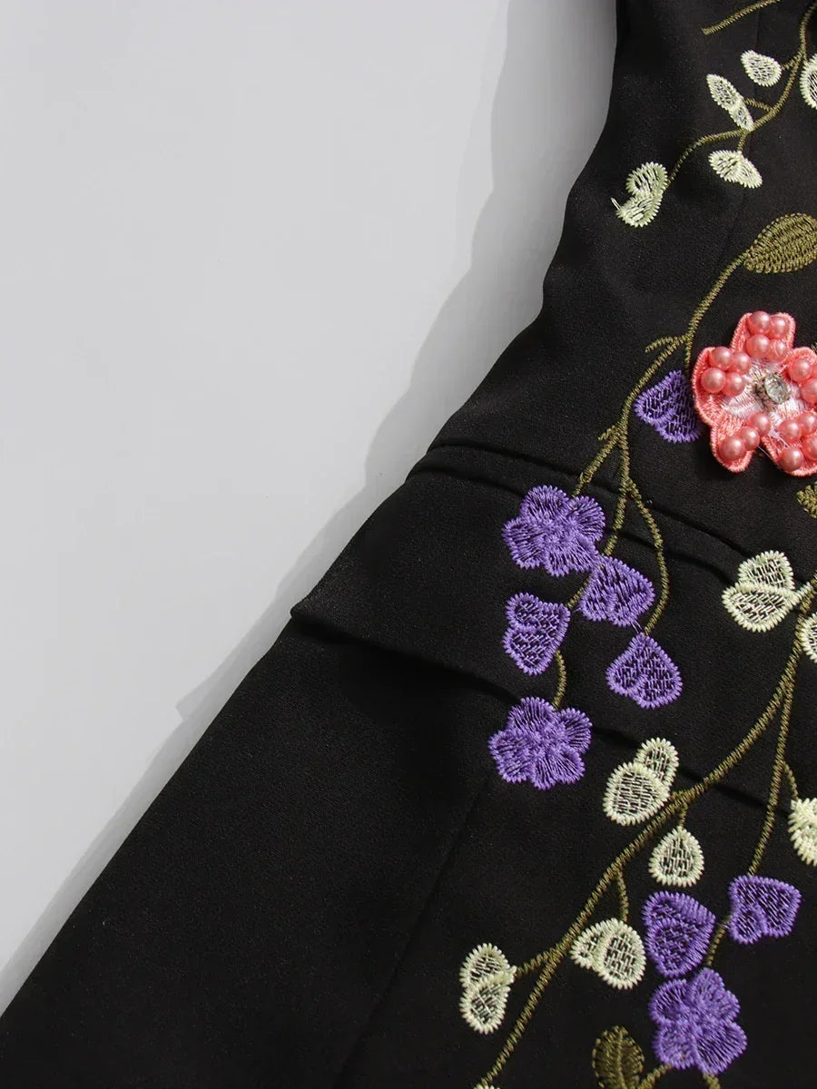 TWOTWINSTYLE Hit Color Spliced Appliques Fashion Blazers for Women Lapel Long Sleeves Patchwork Bead Temperament Blazer Female - Fierce and Chic