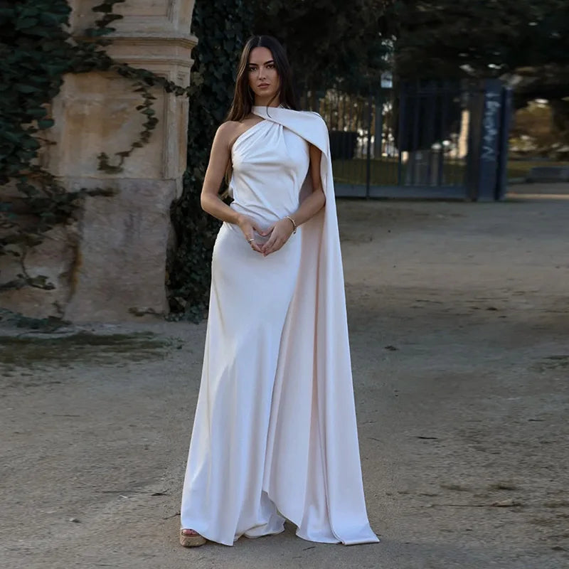 Elegant Women's Ribbon Long Satin Party Dress Halter Backless Sleeveless Female Dresses 2026 Summer Lady Solid Evening Gowns - Fierce and Chic