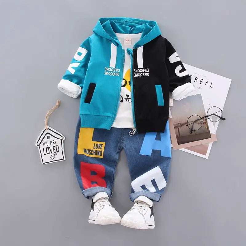 Spring and Autumn Boys Clothing Set Girls' Spring and Autumn Leisure Three piece Set Infant and Young Children's Clothing - Fierce and Chic