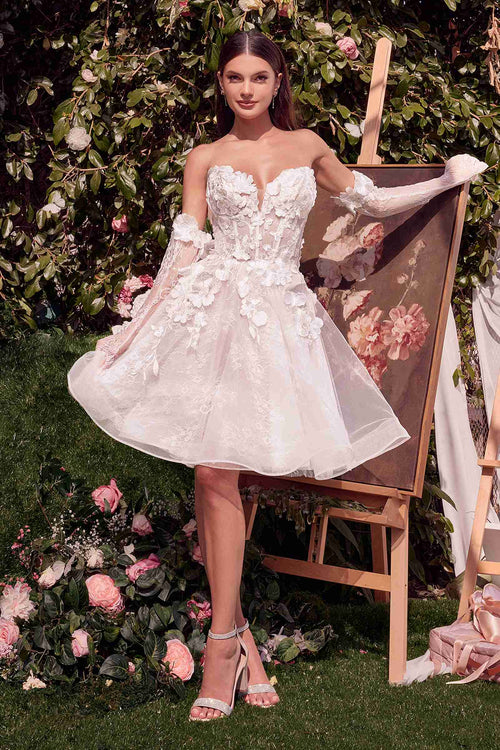 Andrea & Leo WL020 Dress Short Floral Appliqued Bridal Party Gown - Fierce and Chic