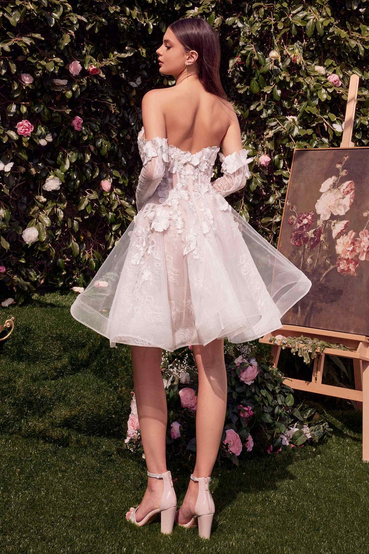 Andrea & Leo WL020 Dress Short Floral Appliqued Bridal Party Gown - Fierce and Chic