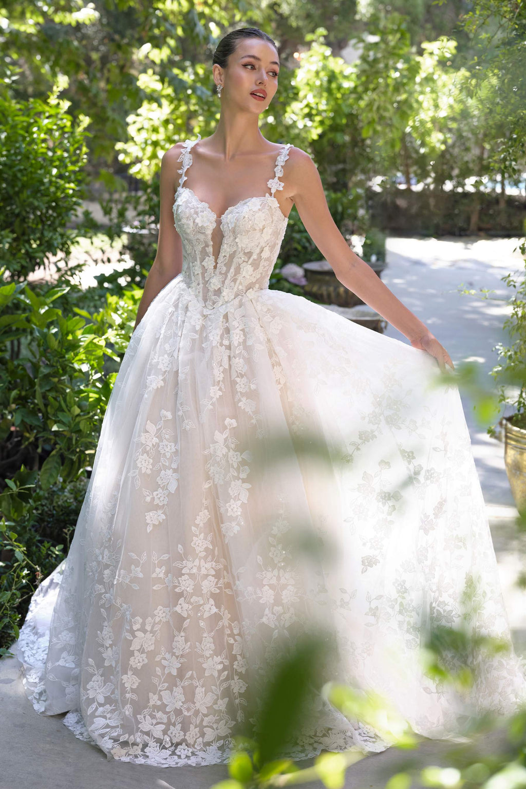 Andrea & Leo WL058 Ball Gown Wedding Dress Plunging Neckline - Fierce and Chic