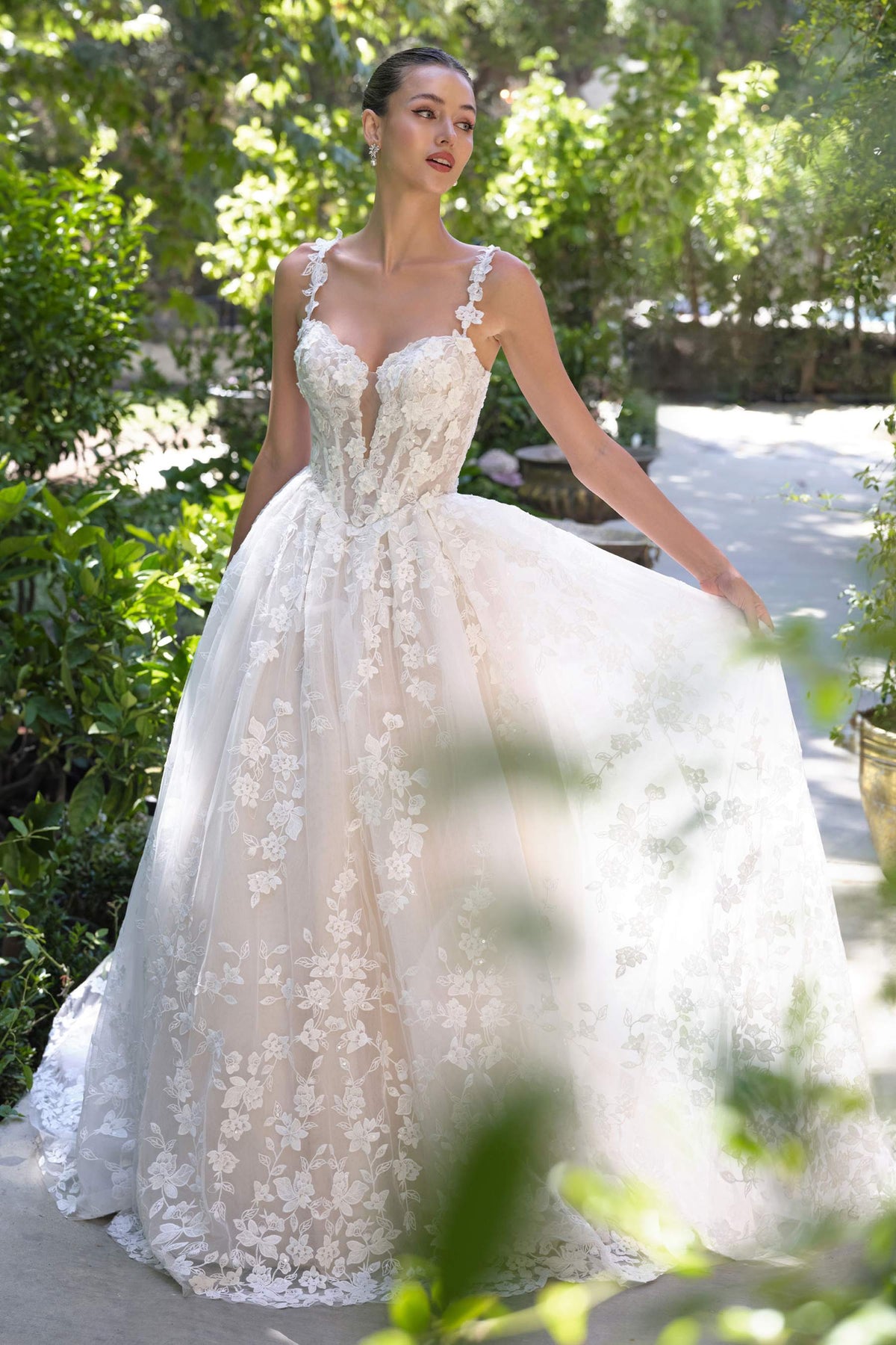 Andrea & Leo WL058 Ball Gown Wedding Dress Plunging Neckline - Fierce and Chic