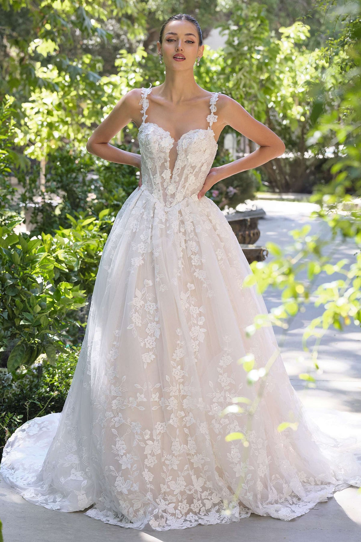 Andrea & Leo WL058 Ball Gown Wedding Dress Plunging Neckline - Fierce and Chic