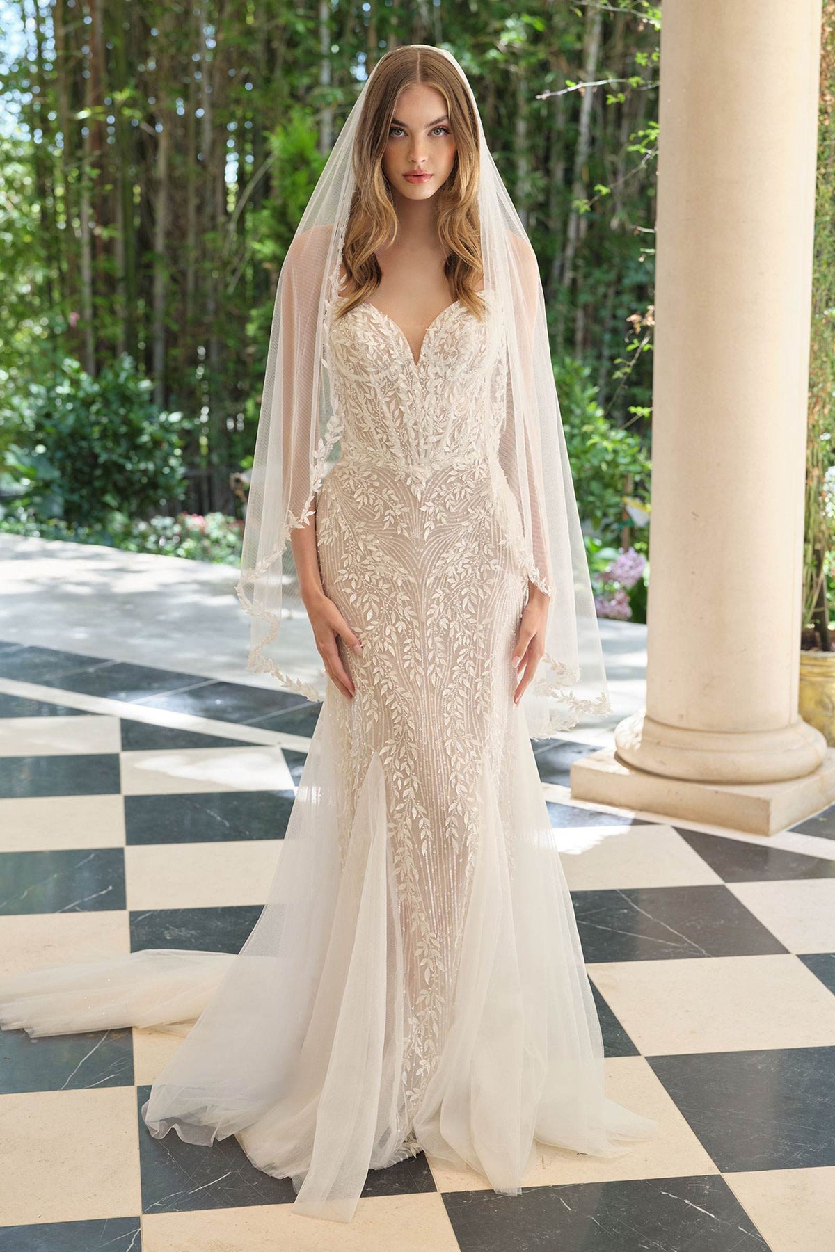 Andrea & Leo WL060 Mermaid Bridal Gown Veil Included - Fierce and Chic
