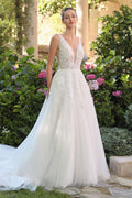 Andrea & Leo WL064 Deep V-Neckline A-Line Wedding Ball Gown - Fierce and Chic