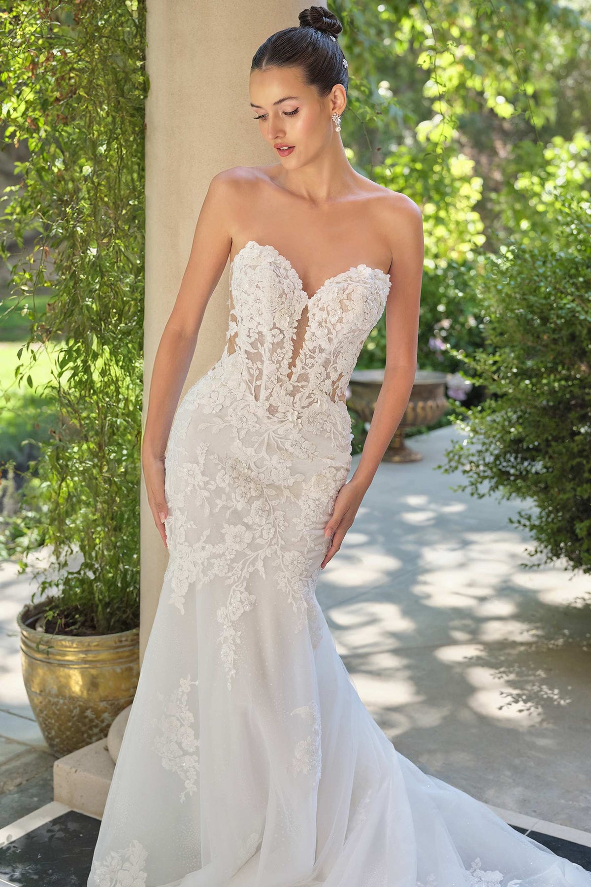 Andrea & Leo WL065 Mermaid Bridal Gown Removable Sheer Lace Sleeves - Fierce and Chic