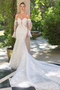 Andrea & Leo WL065 Mermaid Bridal Gown Removable Sheer Lace Sleeves - Fierce and Chic