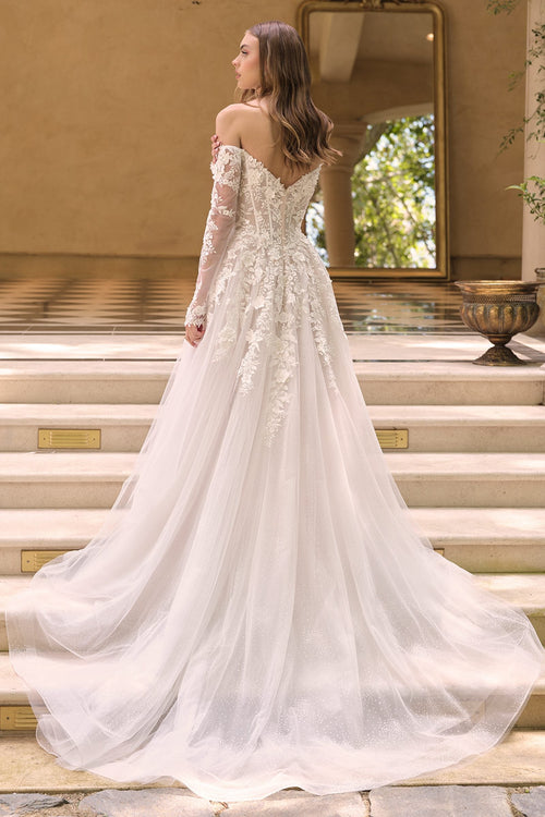 Andrea & Leo WL067 Off the Shoulder Sheer Illusion Sleeves Wedding Ball Gown - Fierce and Chic