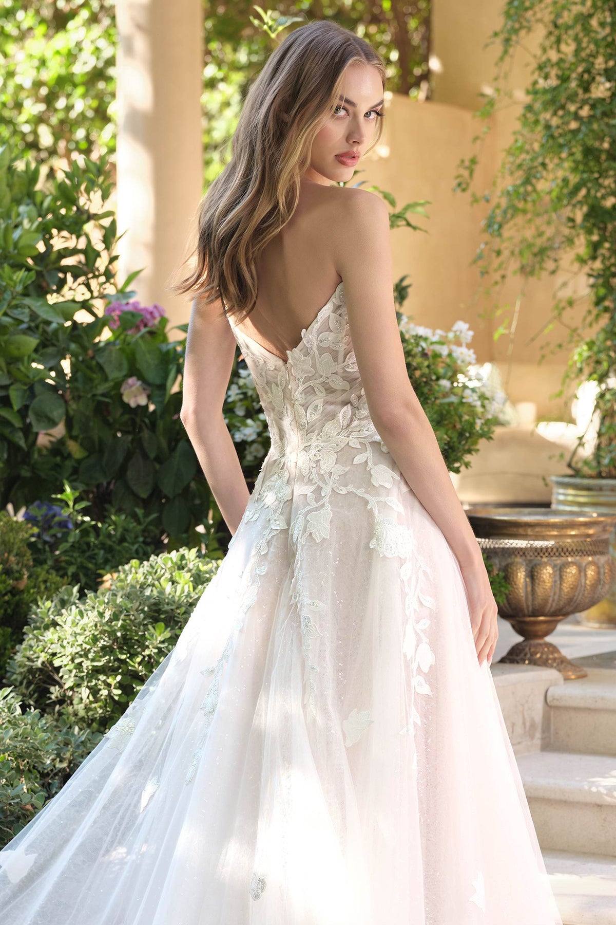 Andrea & Leo WL070 A-Line Strapless Illusion Plunge Neck Wedding Dress - Fierce and Chic