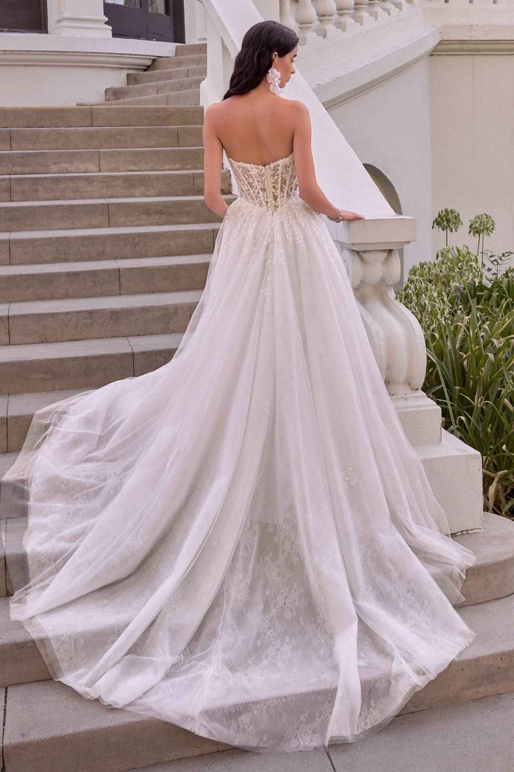 Andrea & Leo WL075 Leaf Motif Layered Tulle Wedding Ball Gown - Fierce and Chic