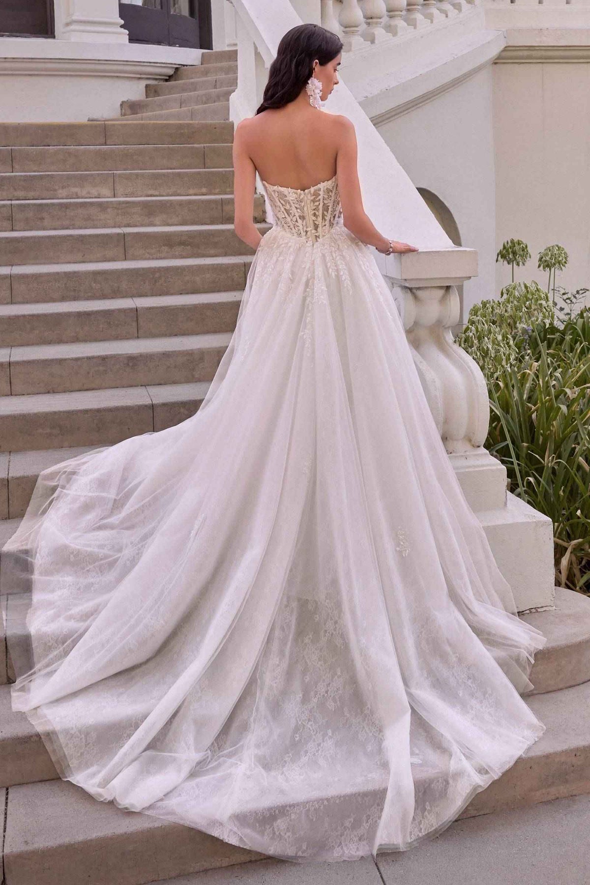 Andrea & Leo WL075 Leaf Motif Layered Tulle Wedding Ball Gown - Fierce and Chic