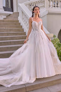Andrea & Leo WL075 Leaf Motif Layered Tulle Wedding Ball Gown - Fierce and Chic