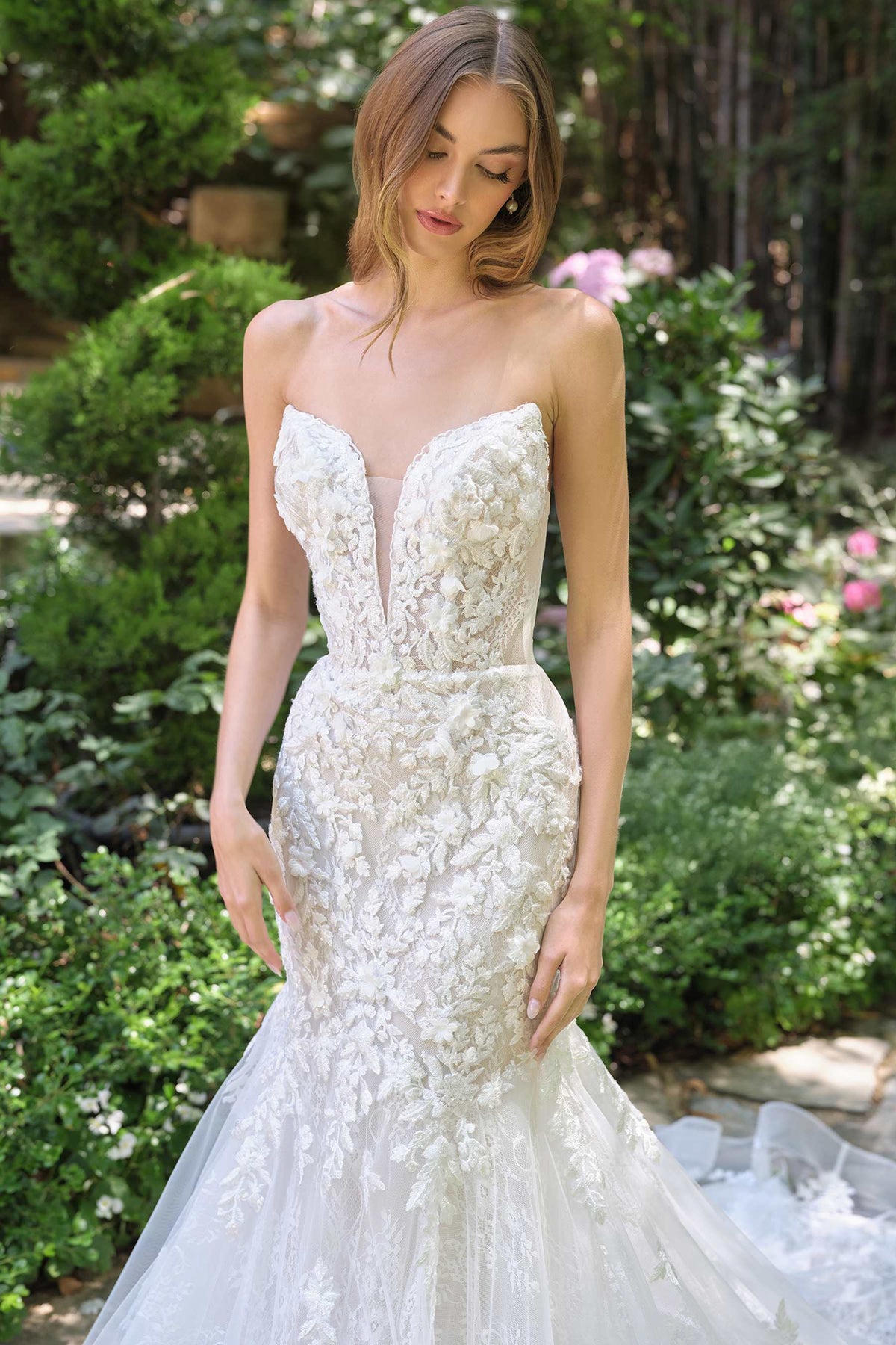 Andrea & Leo WL088 Fitted Mermaid Bridal Gown Strapless Layered Tulle - Fierce and Chic