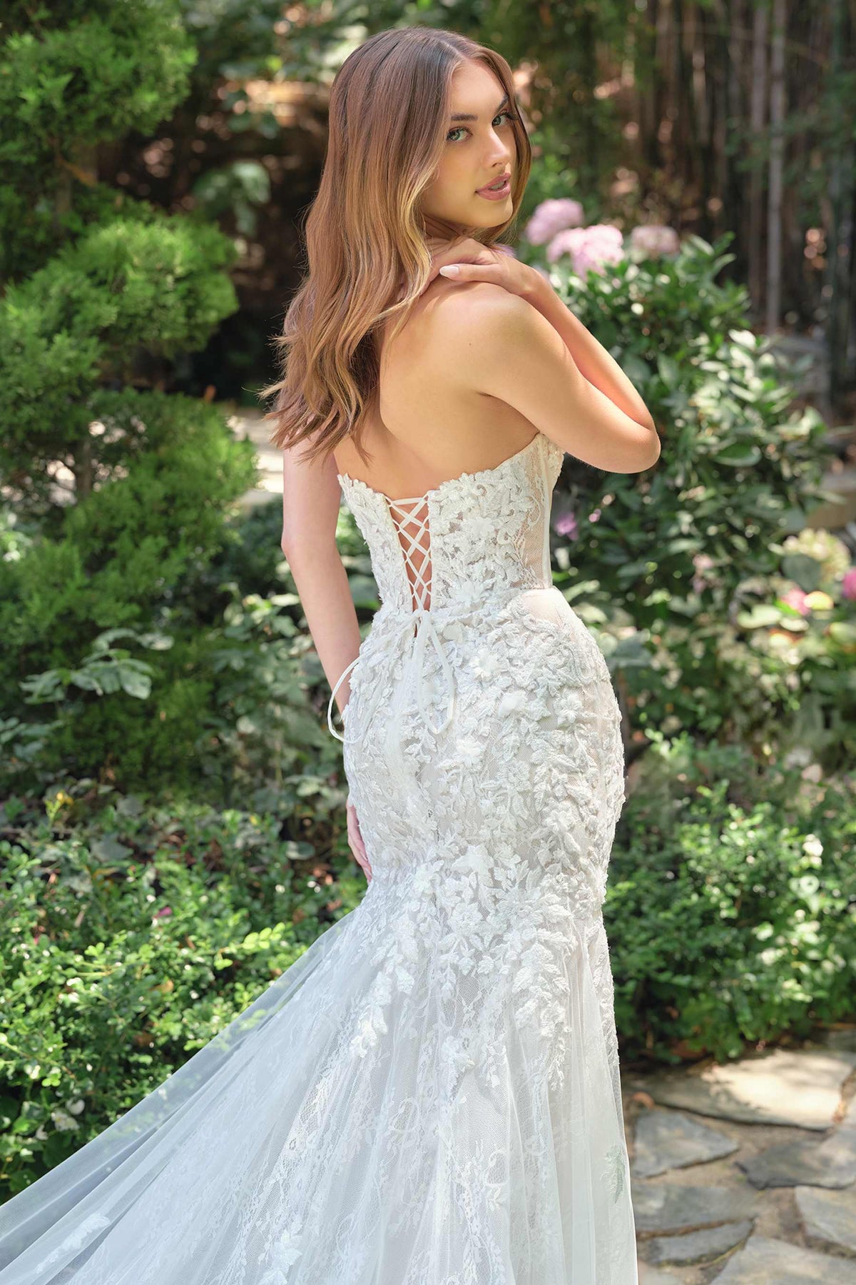 Andrea & Leo WL088 Fitted Mermaid Bridal Gown Strapless Layered Tulle - Fierce and Chic