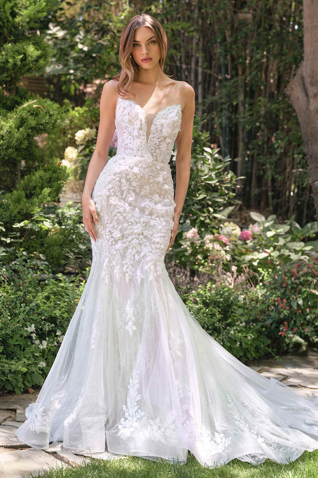 Andrea & Leo WL088 Fitted Mermaid Bridal Gown Strapless Layered Tulle - Fierce and Chic