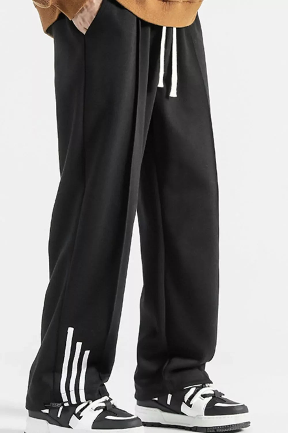 Men's Plus Size Casual Loose Fit Sweatpants with Striped Detail - Fierce and Chic