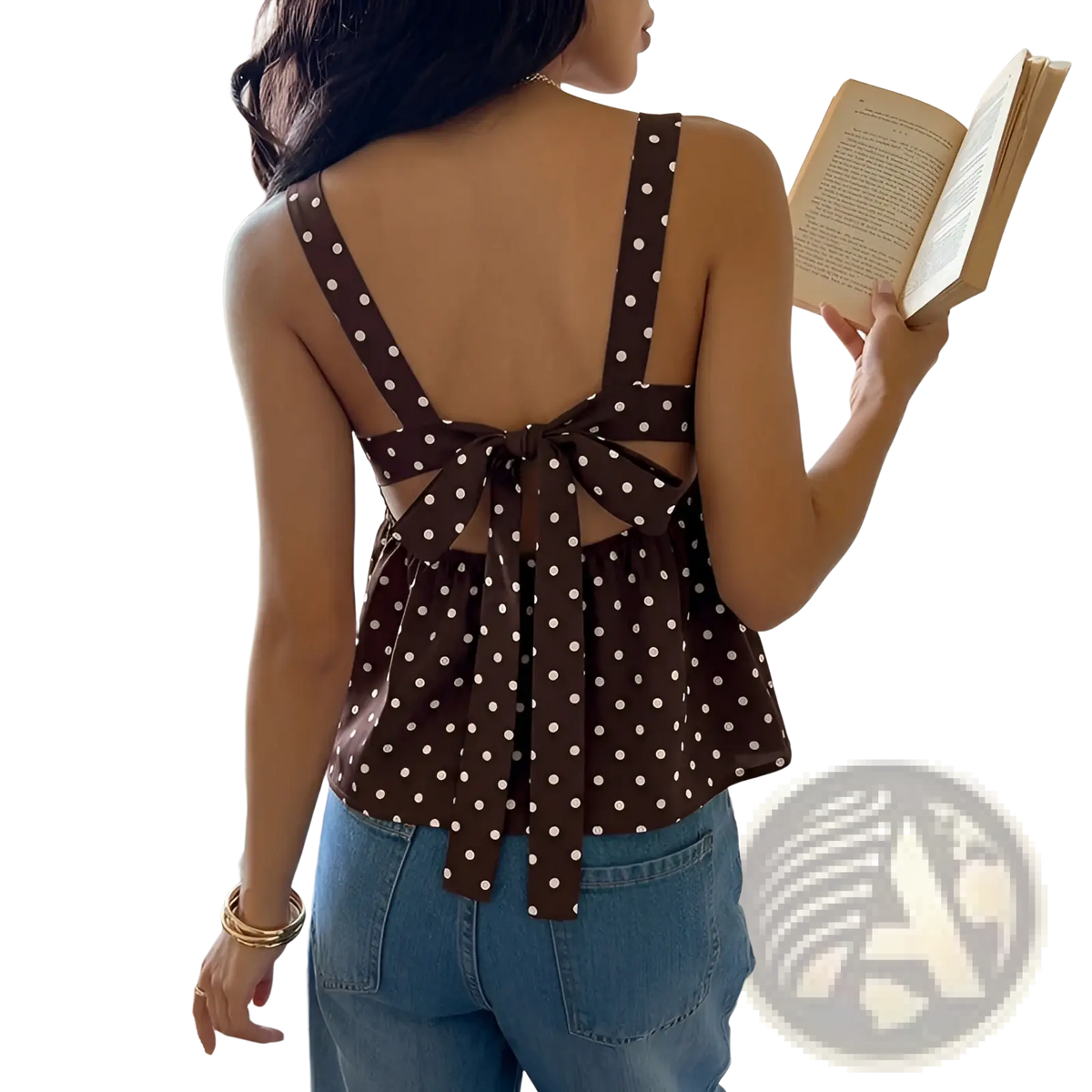 Brown Polka Dot Peplum Camisole - Fierce and Chic
