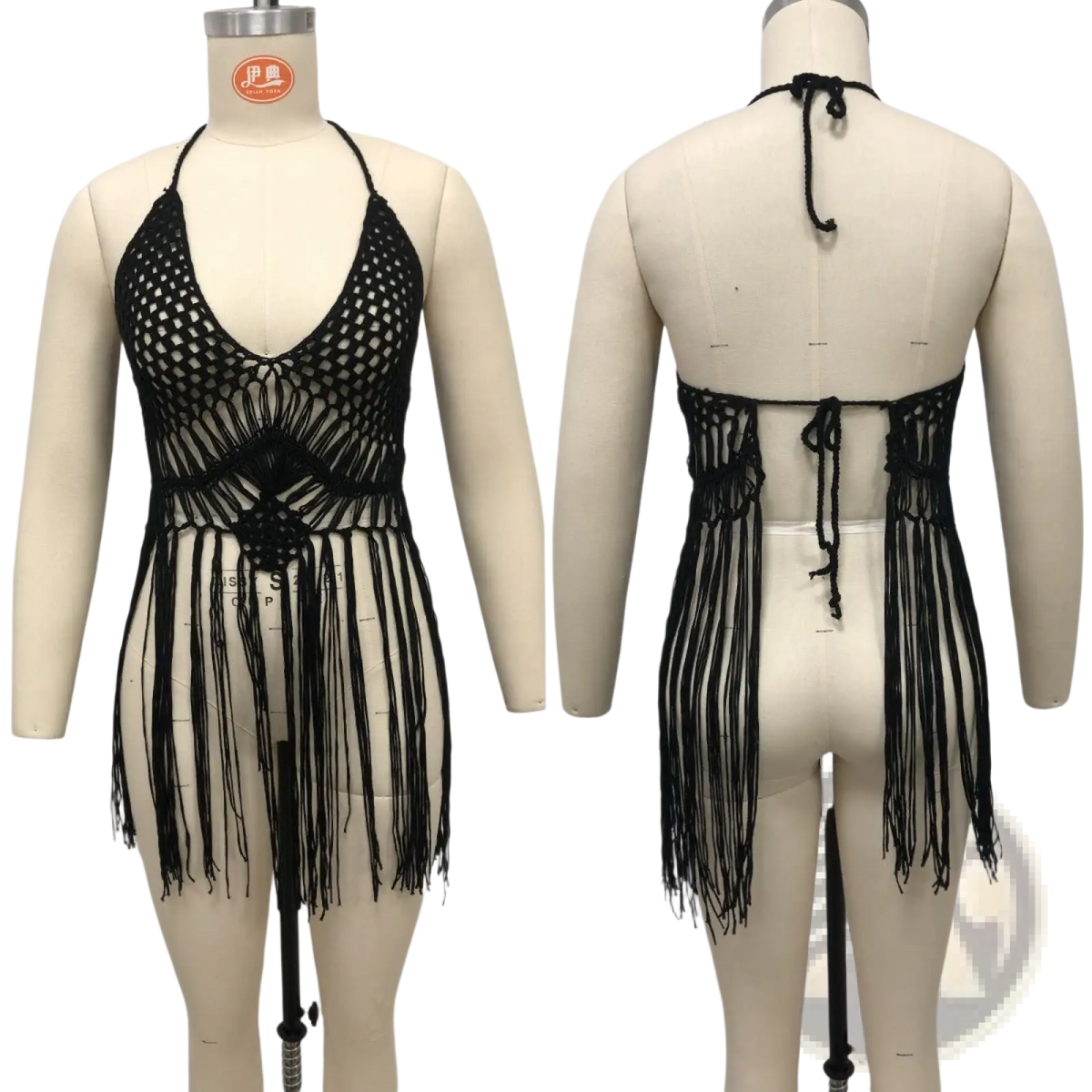 Crochet Fringe Halter Beach Cover Up - Fierce and Chic
