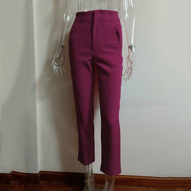 Women's High-Waisted Straight Leg Pants - Fierce and Chic