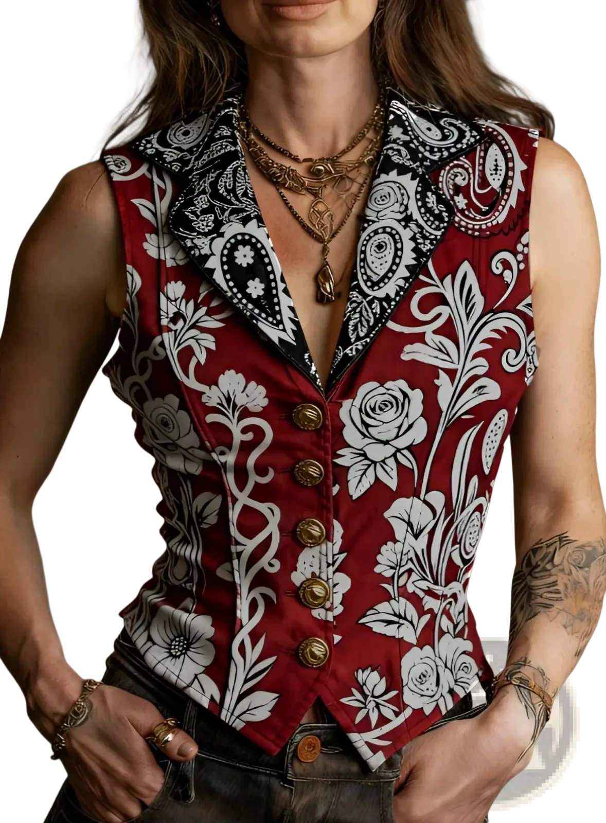 Embroidered Floral Velvet Vest - Fierce and Chic
