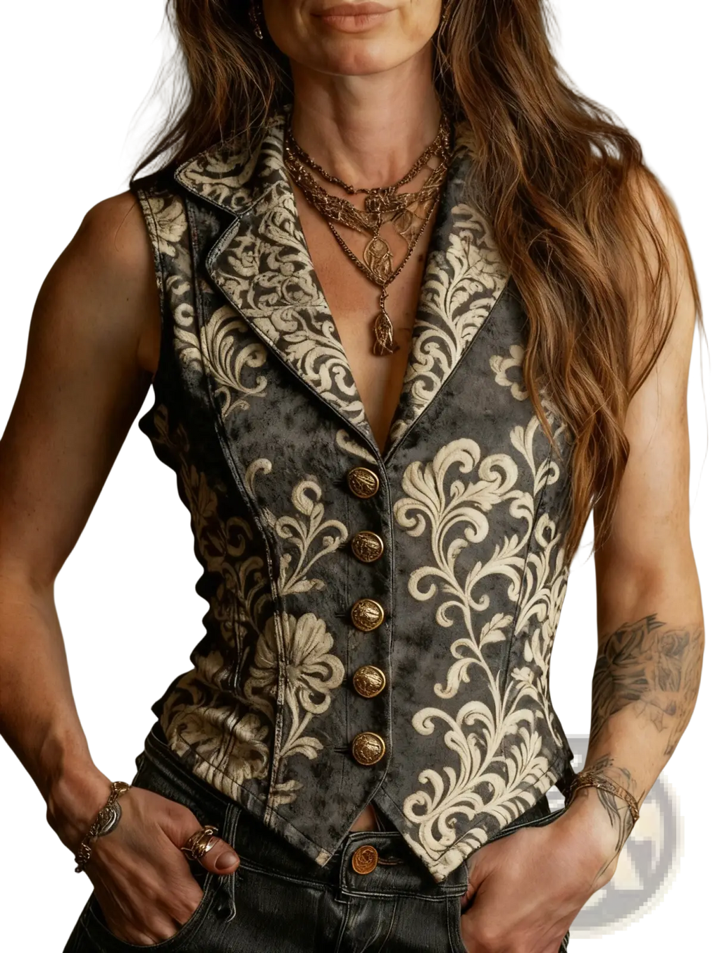 Embroidered Floral Velvet Vest - Fierce and Chic