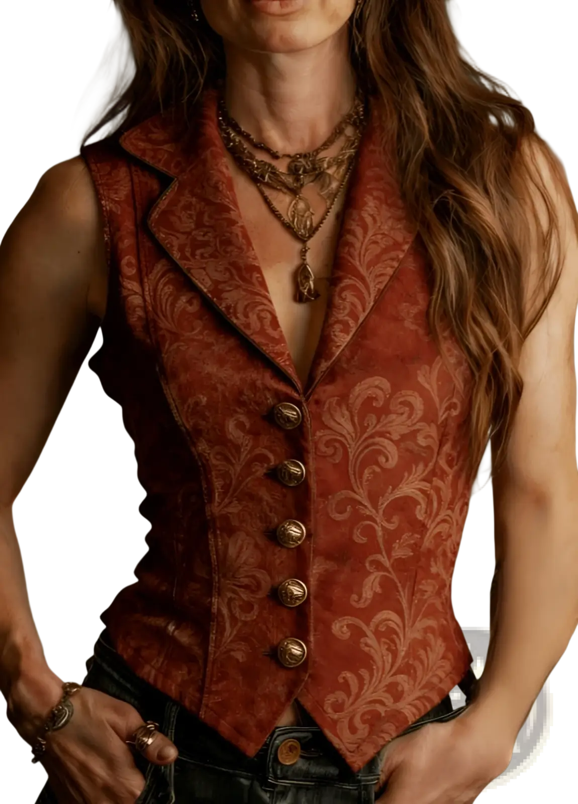 Embroidered Floral Velvet Vest - Fierce and Chic