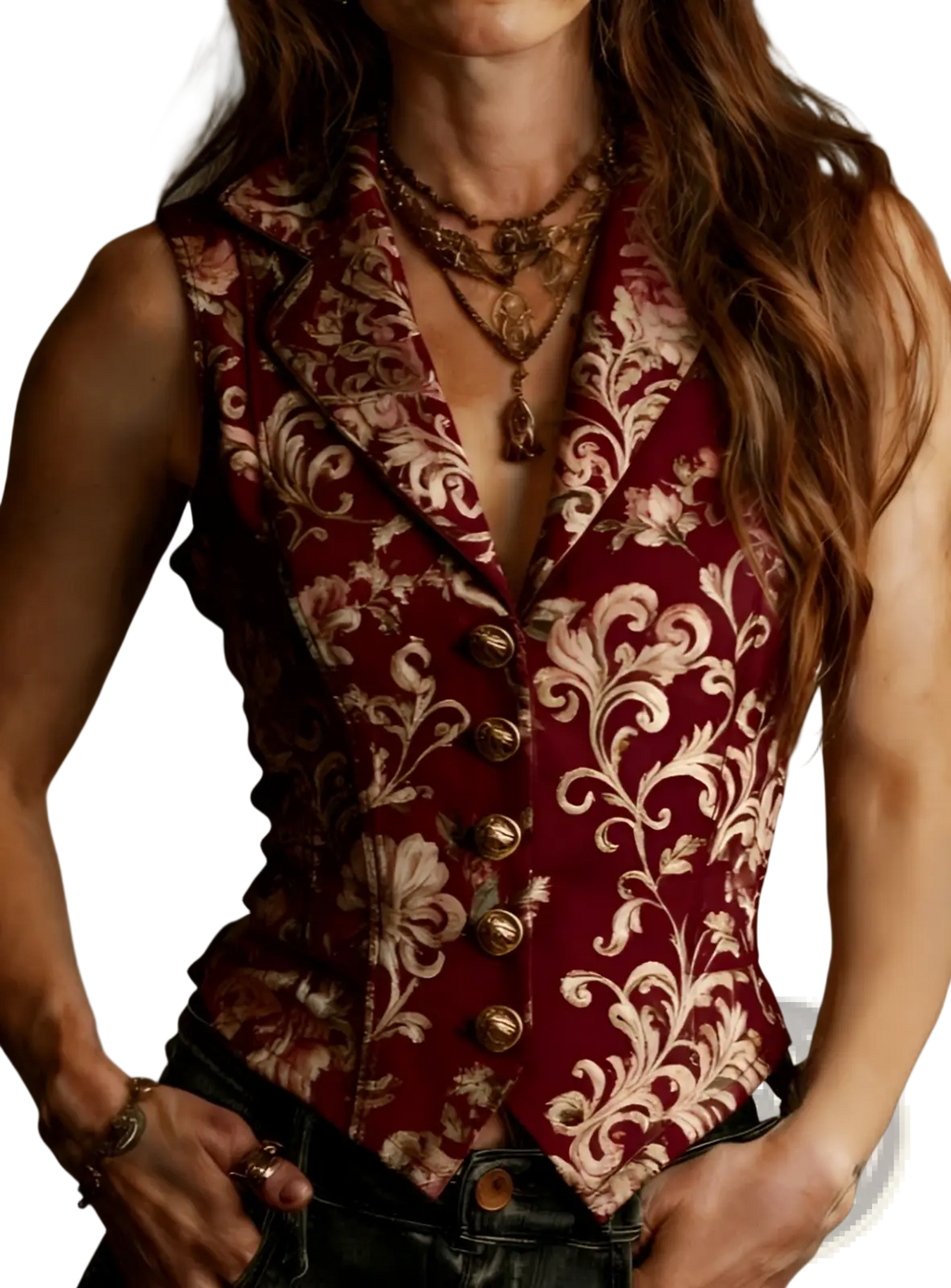 Embroidered Floral Velvet Vest - Fierce and Chic