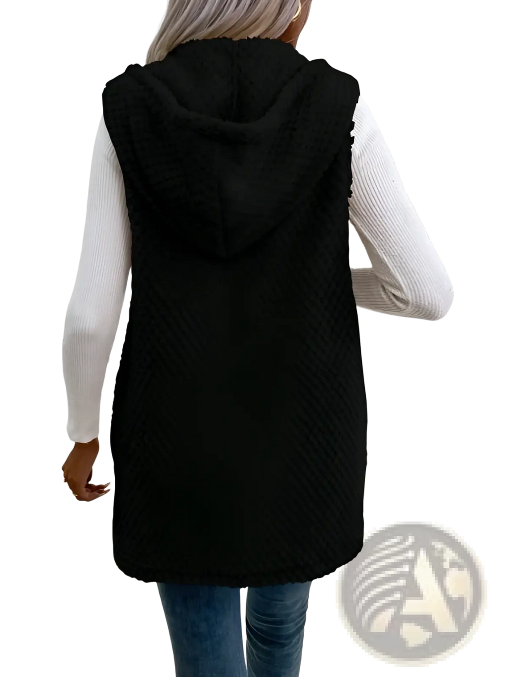 Fleece Hooded Vest Plush Open Front Outerwear - Fierce and Chic