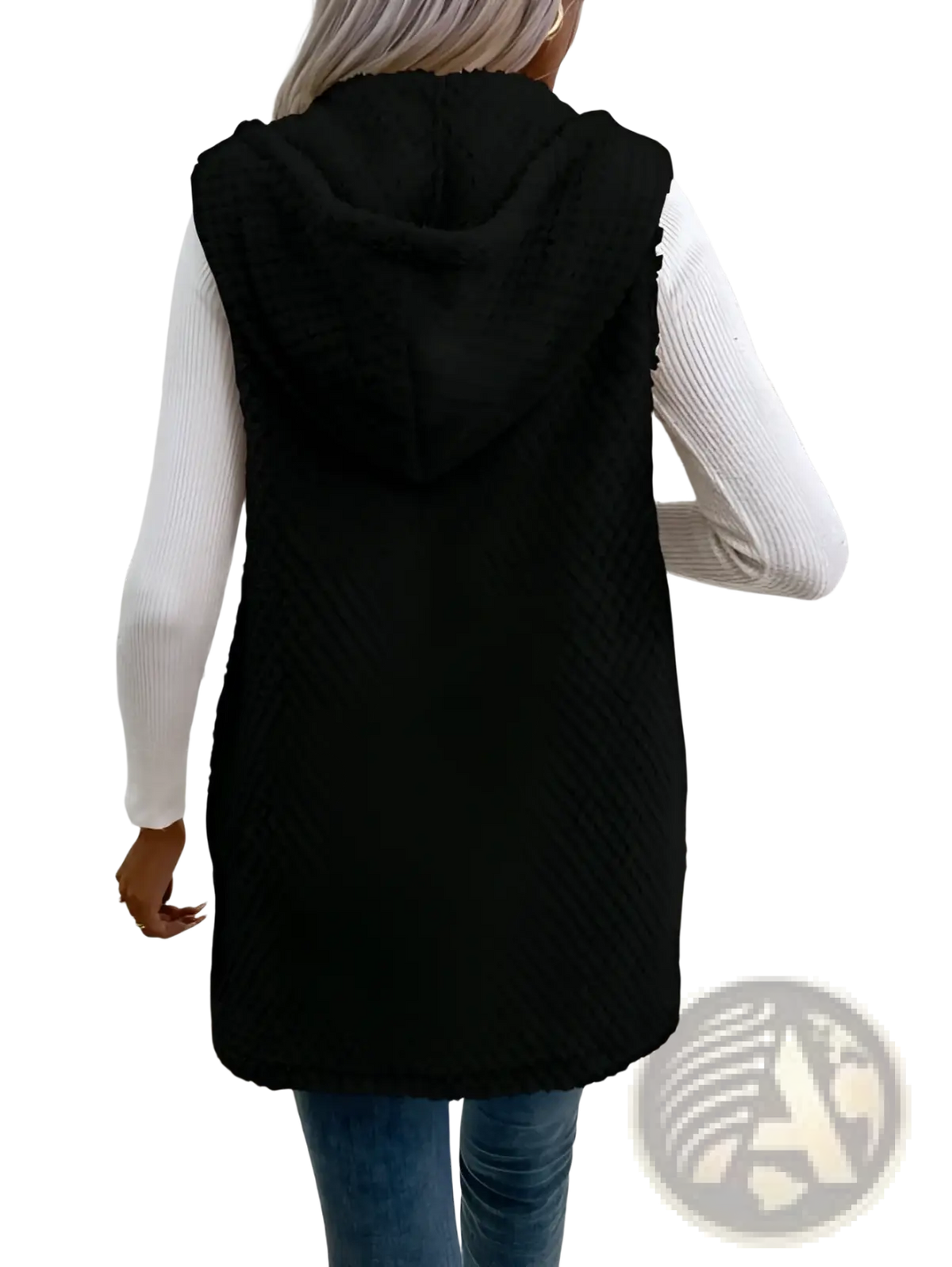 Fleece Hooded Vest Plush Open Front Outerwear - Fierce and Chic