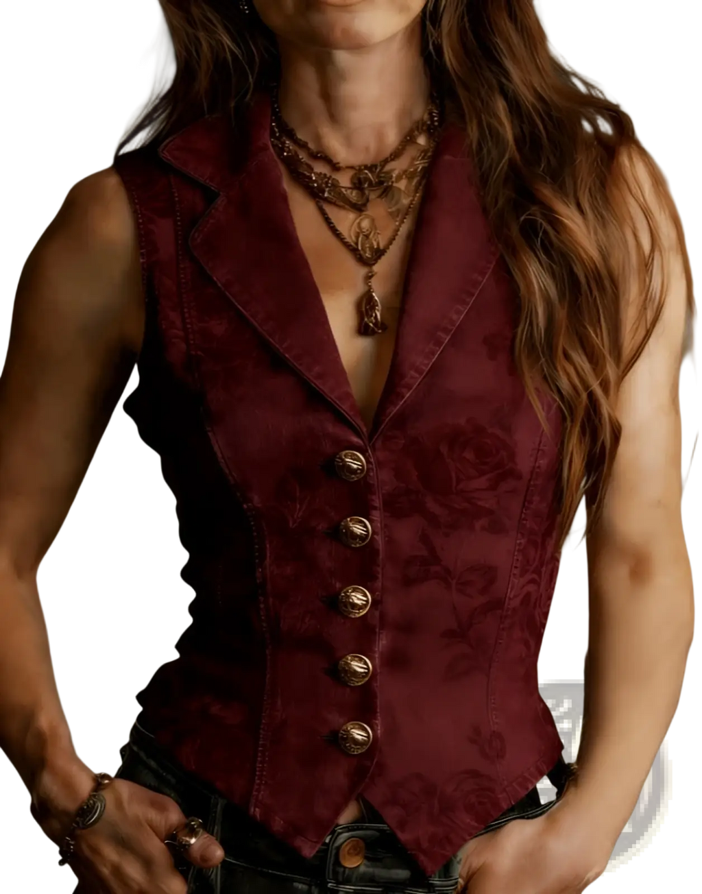 Floral Velvet Vest Retro Slim Fit Sleeveless Top - Fierce and Chic