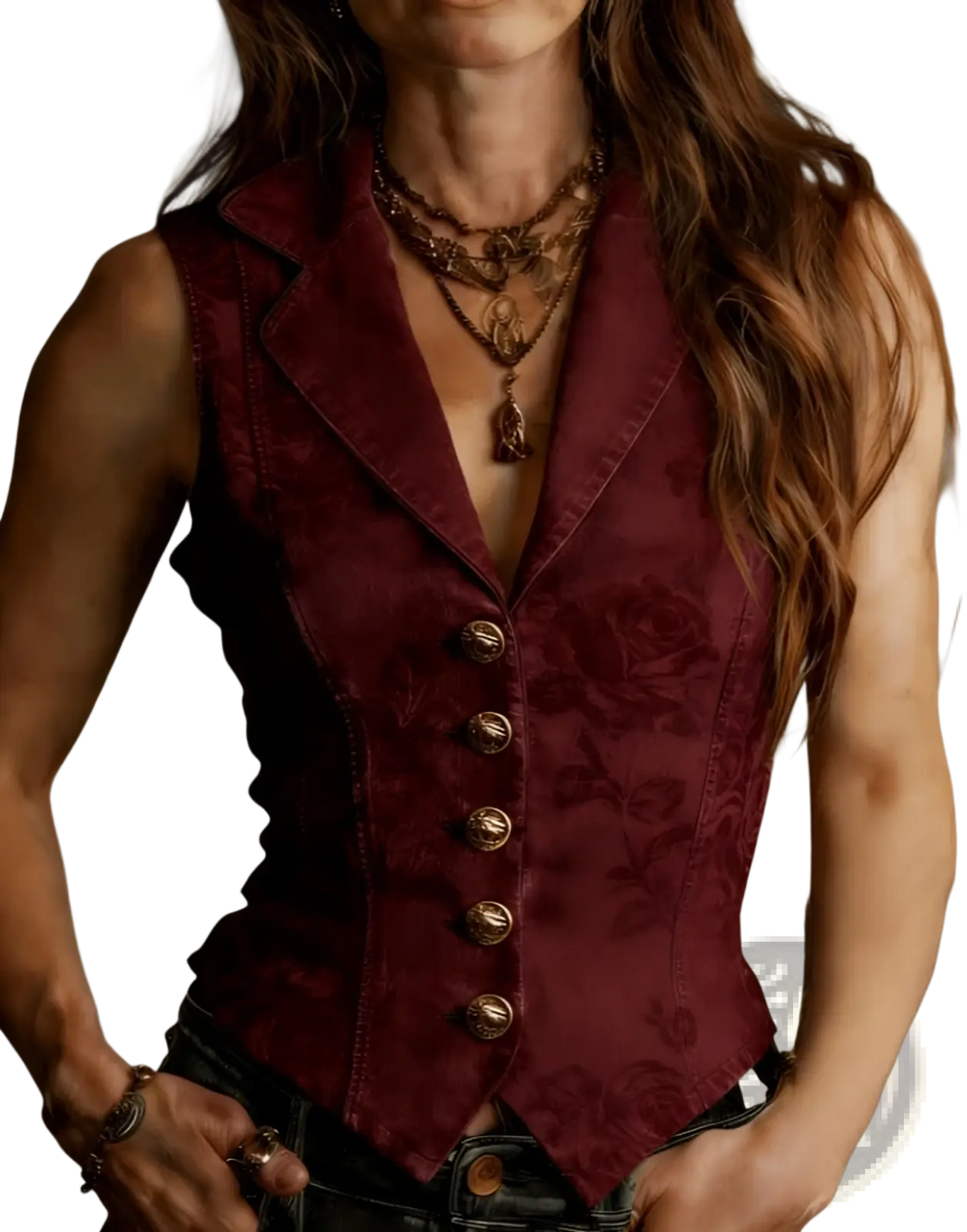 Floral Velvet Vest Retro Slim Fit Sleeveless Top - Fierce and Chic