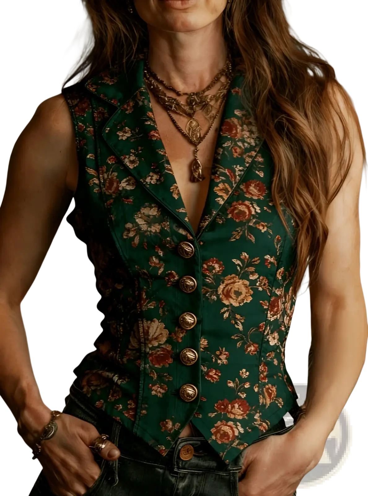 Floral Velvet Vest Retro Slim Fit Sleeveless Top - Fierce and Chic
