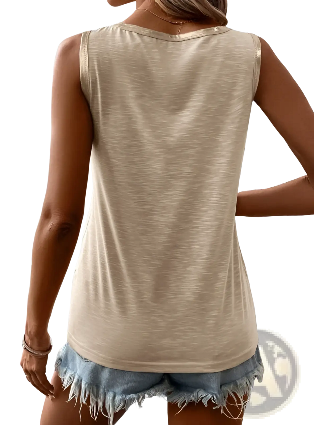 Gray Silver Trim Casual Tank Top - Fierce and Chic
