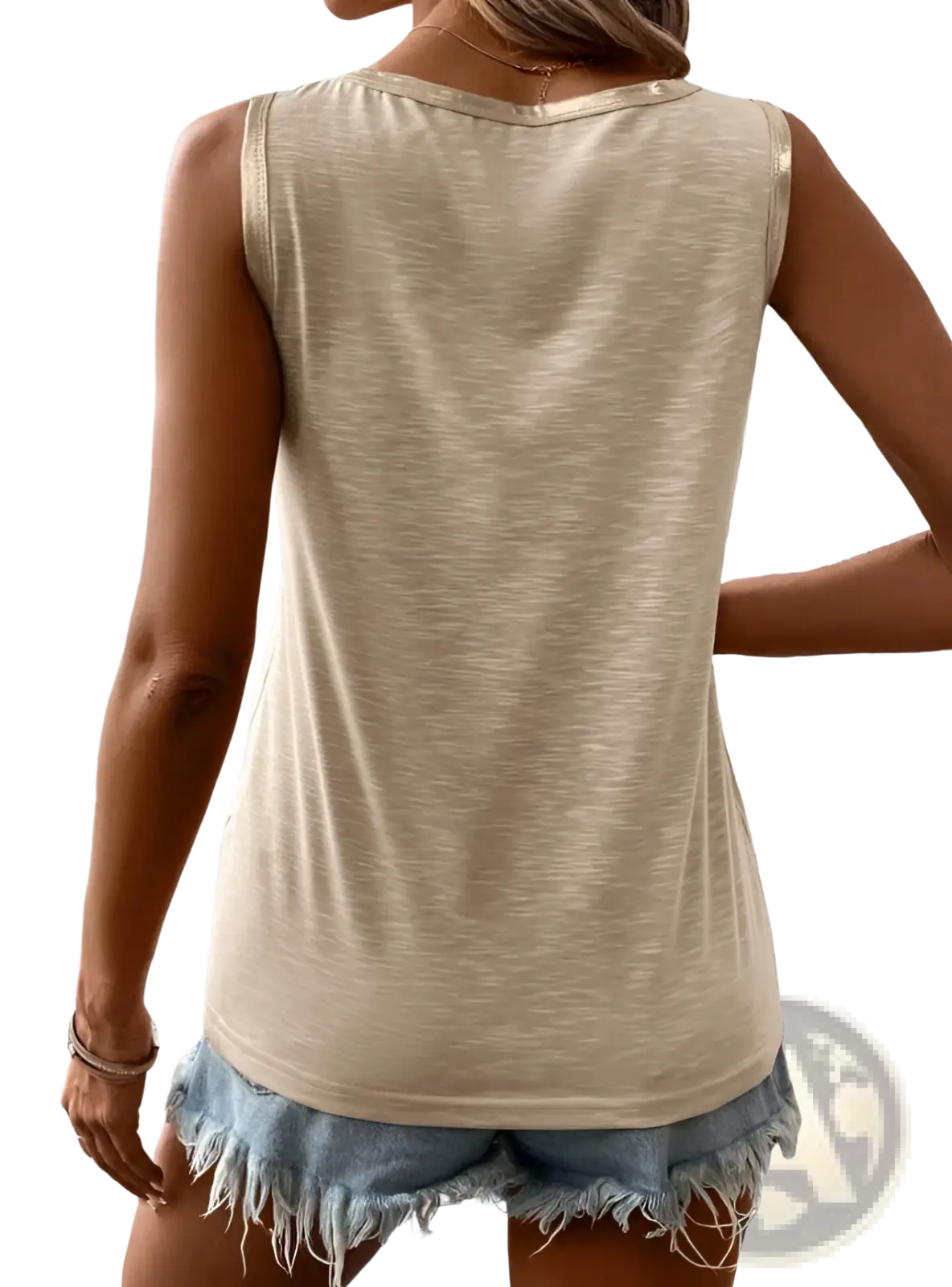 Gray Silver Trim Casual Tank Top - Fierce and Chic