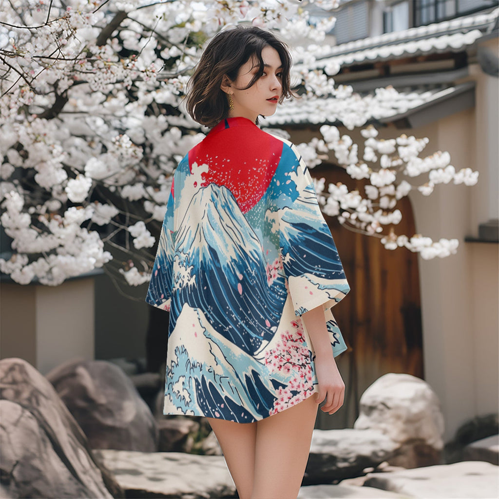 K28 Fuji Waves Kimono - Fierce and Chic