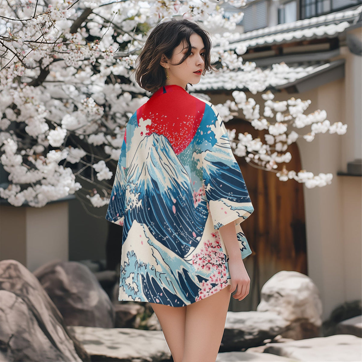 K28 Fuji Waves Kimono - Fierce and Chic