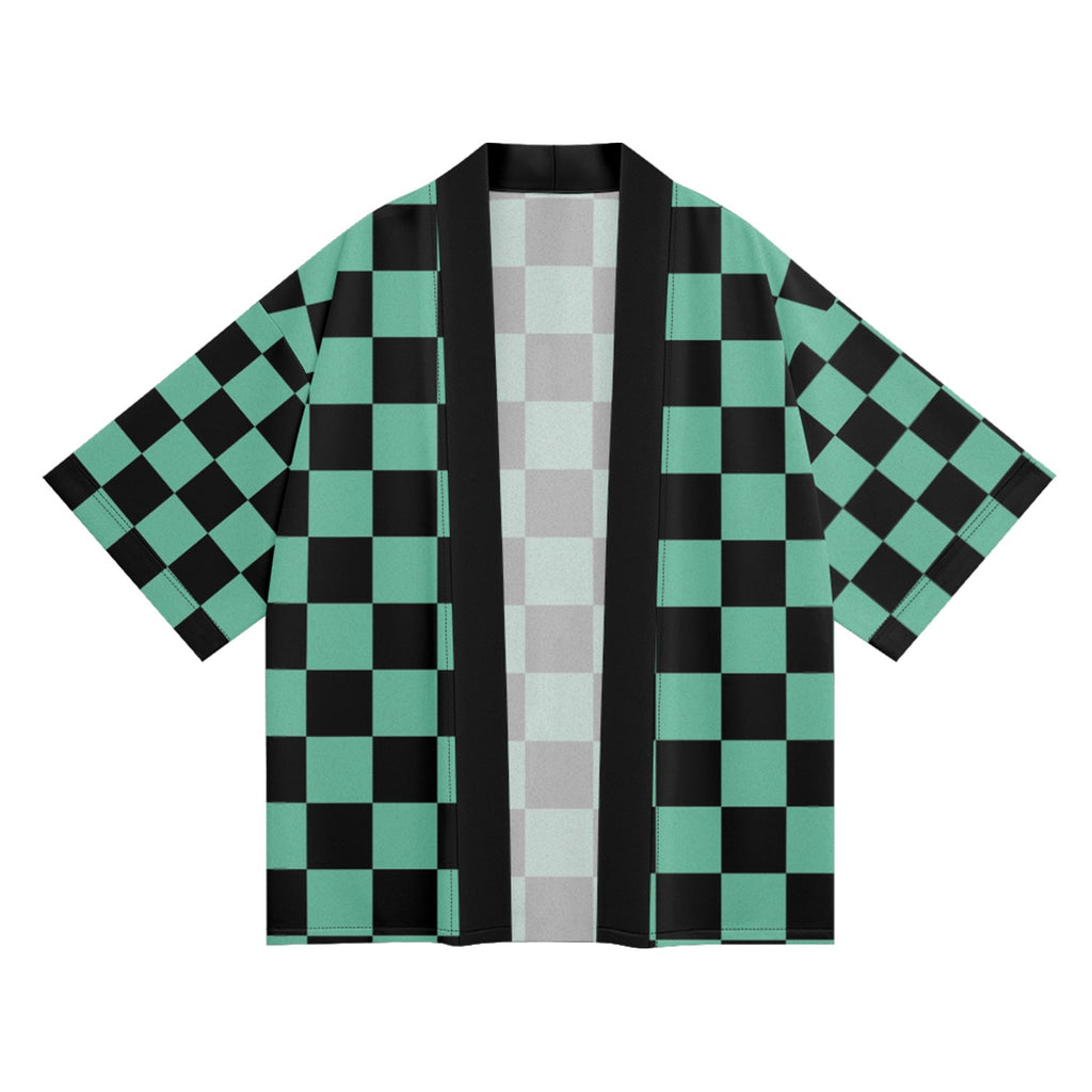 K33 Green Checker Kimono - Fierce and Chic