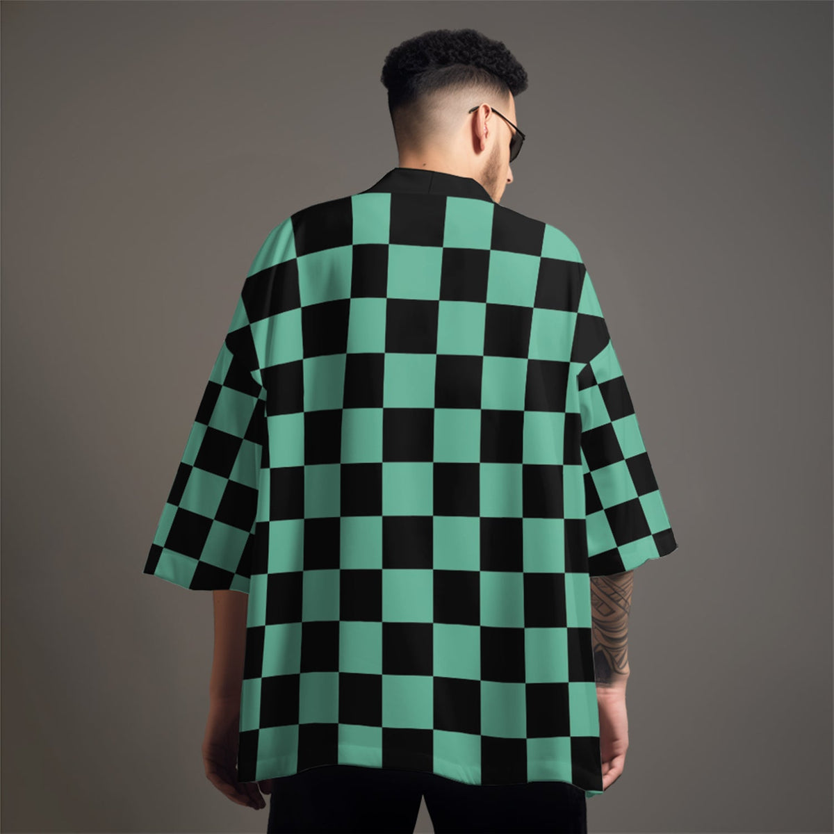 K33 Green Checker Kimono - Fierce and Chic