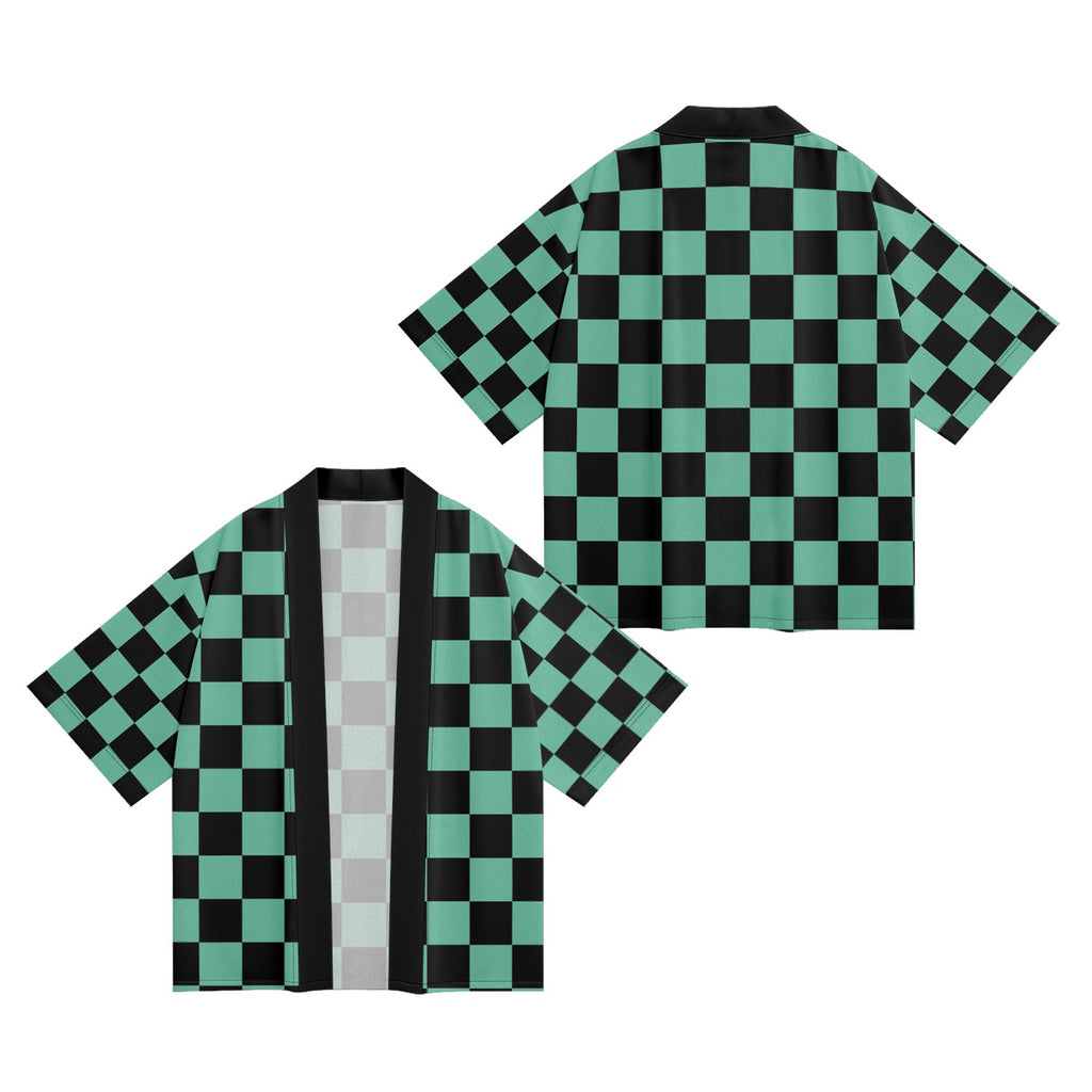 K33 Green Checker Kimono - Fierce and Chic
