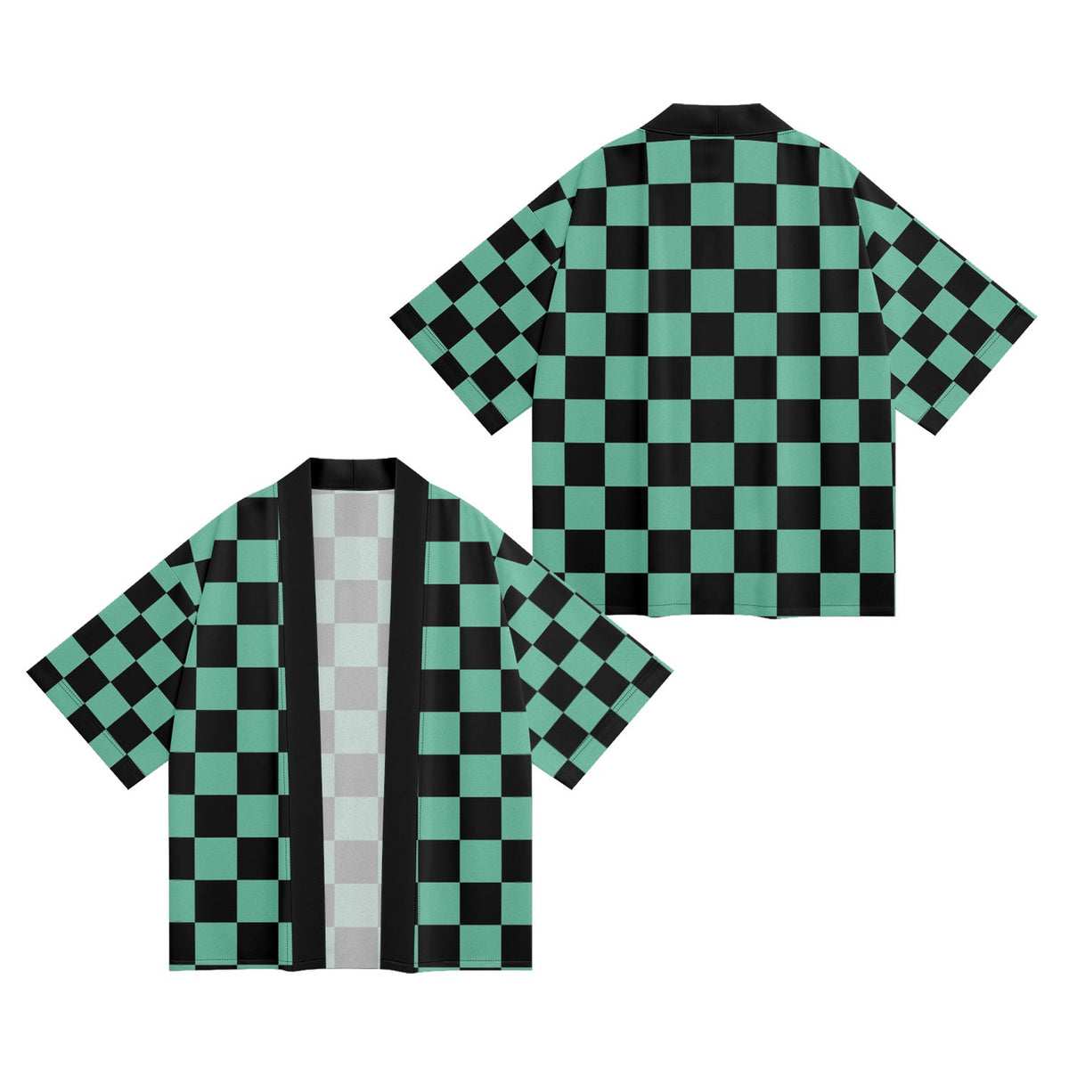 K33 Green Checker Kimono - Fierce and Chic