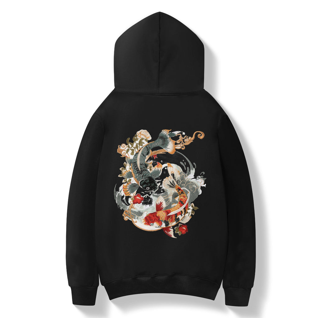 KH9008 Yin Yang Koi Embroidery Hoodie - Fierce and Chic