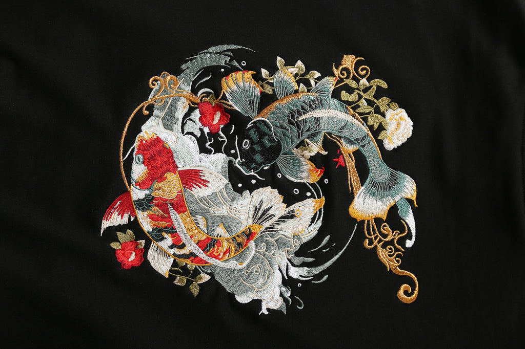 KH9008 Yin Yang Koi Embroidery Hoodie - Fierce and Chic