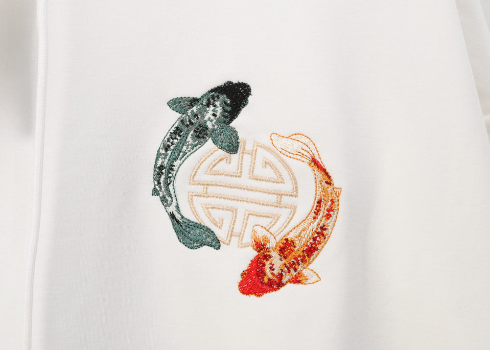 KH9008 Yin Yang Koi Embroidery Hoodie - Fierce and Chic