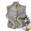 Knit Vest High Neck Buttoned Cream - Fierce and Chic