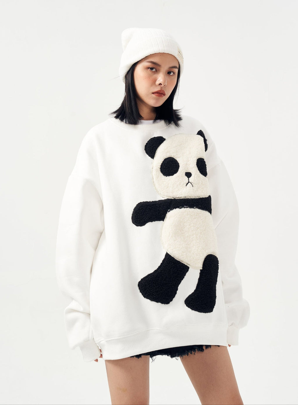 MAR1081 Furry Panda Crewneck - Fierce and Chic