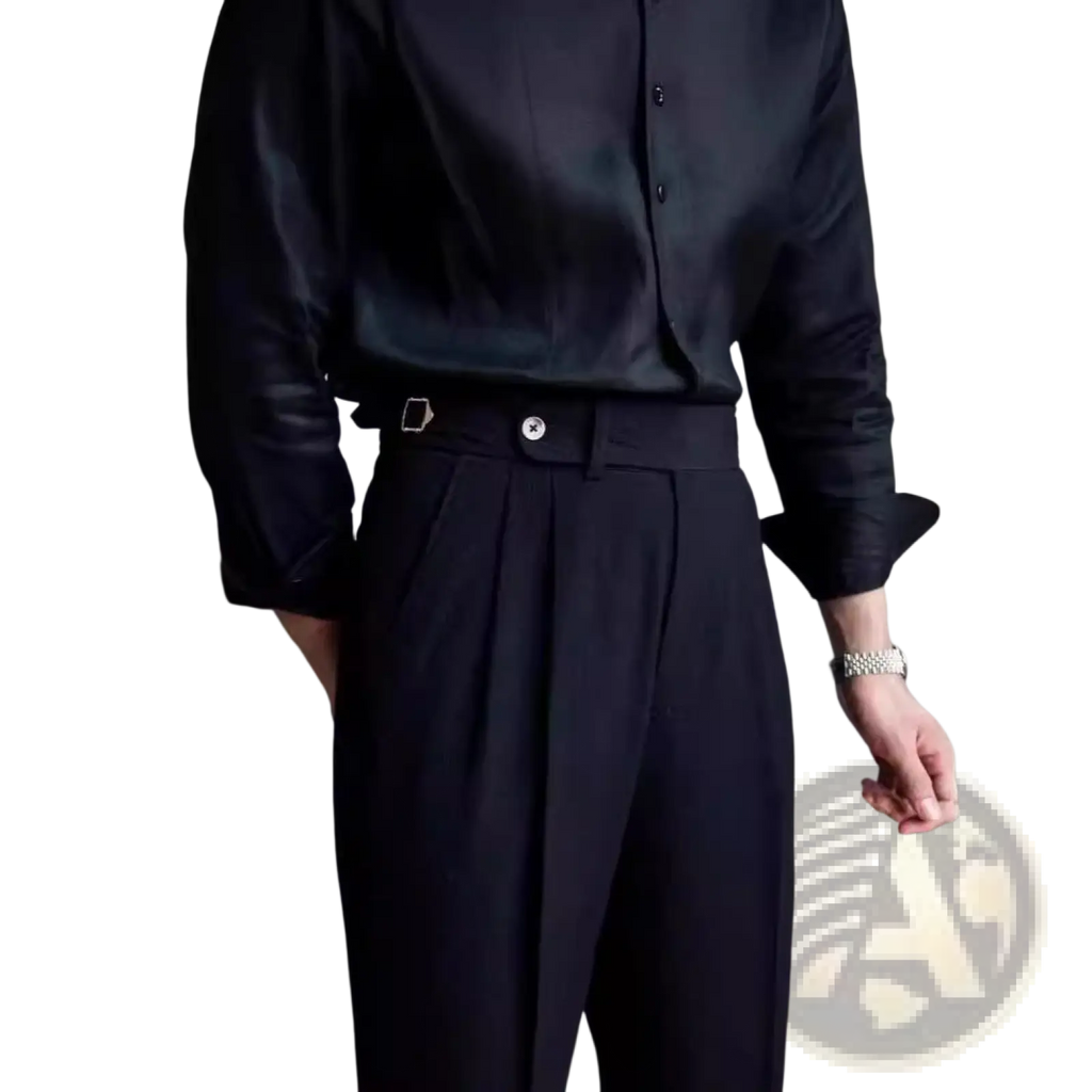 Men's Slim Fit Pleated Summer Linen Suit Trousers